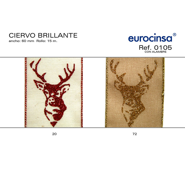 ROLLO CINTA CIERVO BRILLANTE A-60mm. C-20 15m. CON ALAMBRE
