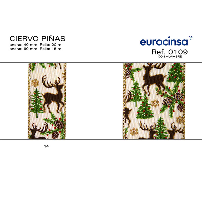 ROLLO CINTA CIERVO-PIÑAS A-60mm. C-14 15m. CON ALAMBRE