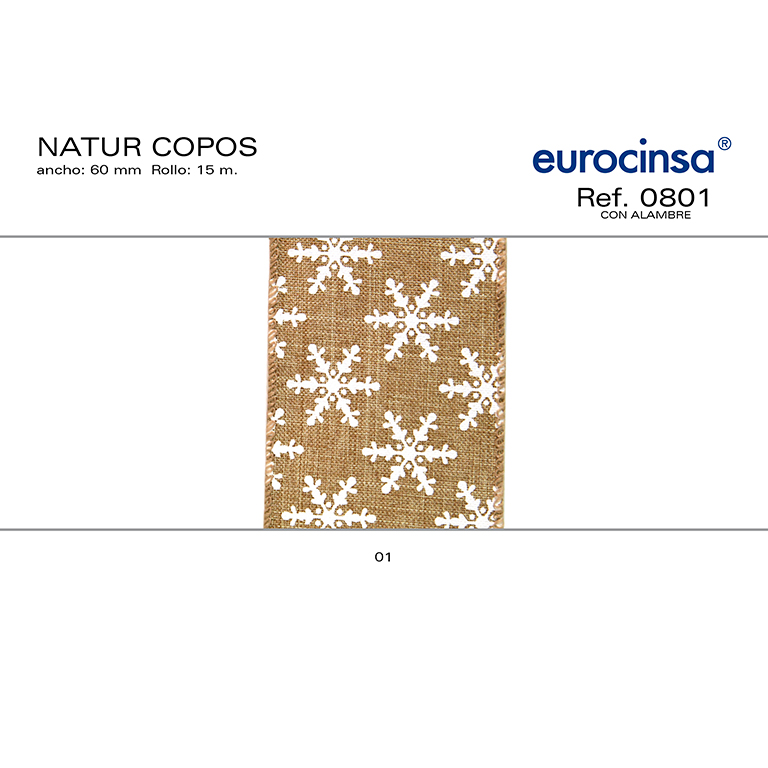 ROLLO CINTA NATUR-COPOS A-60mm. C-01 15m. CON ALAMBRE