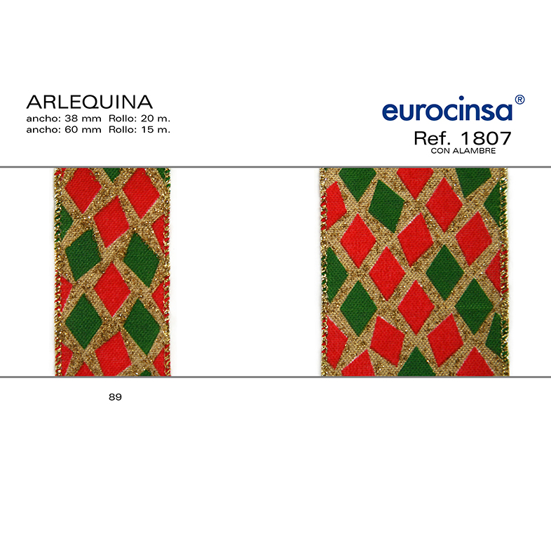 ROLLO CINTA ARLEQUINA A-60mm. C-89 15m. CON ALAMBRE