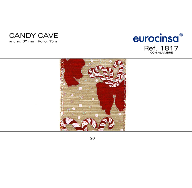 ROLLO CINTA CANDY CANE A-60mm. C-20 15m. CON ALAMBRE