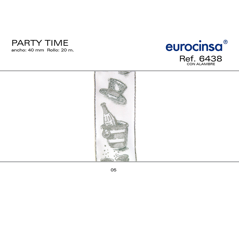 ROLLO CINTA PARTY TIME A-40mm. C-05 20m. CON ALAMBRE