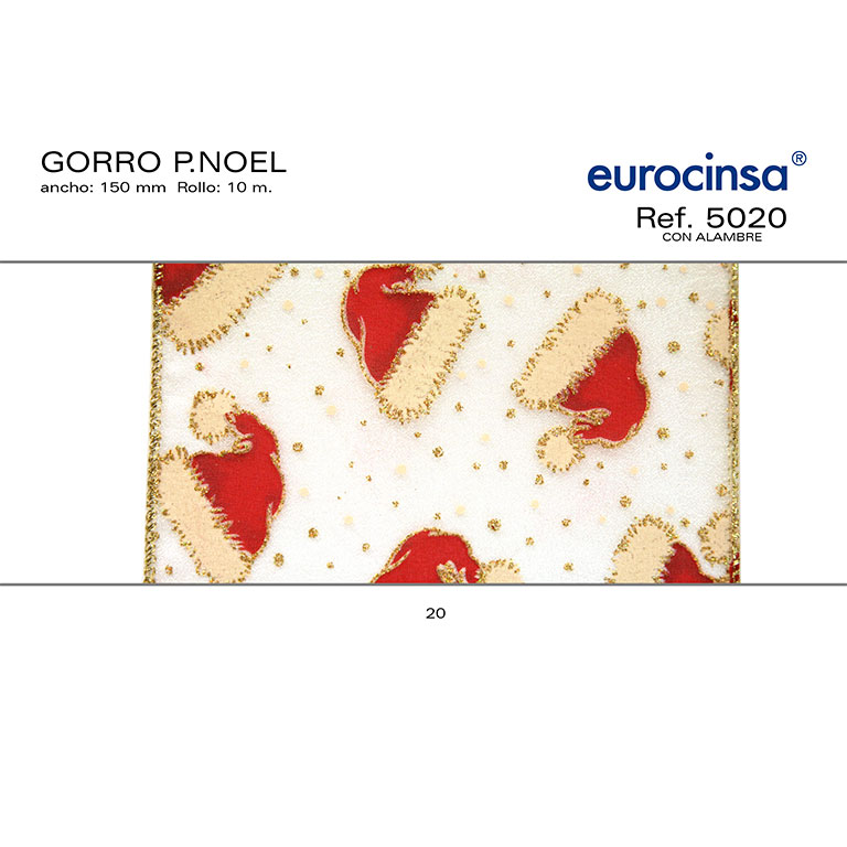 ROLLO CINTA GORRO PAPA NOEL A-150mm. C-20 10m. CON ALAMBRE