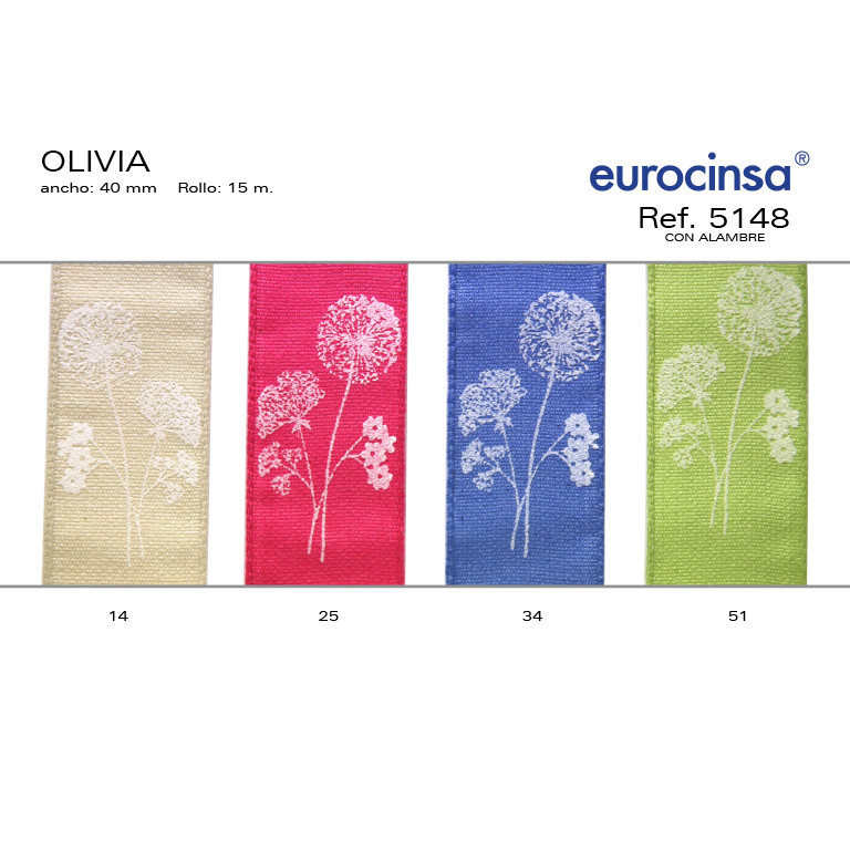 ROLLO CINTA OLIVIA A-40mm. C-14 15m. CON ALAMBRE