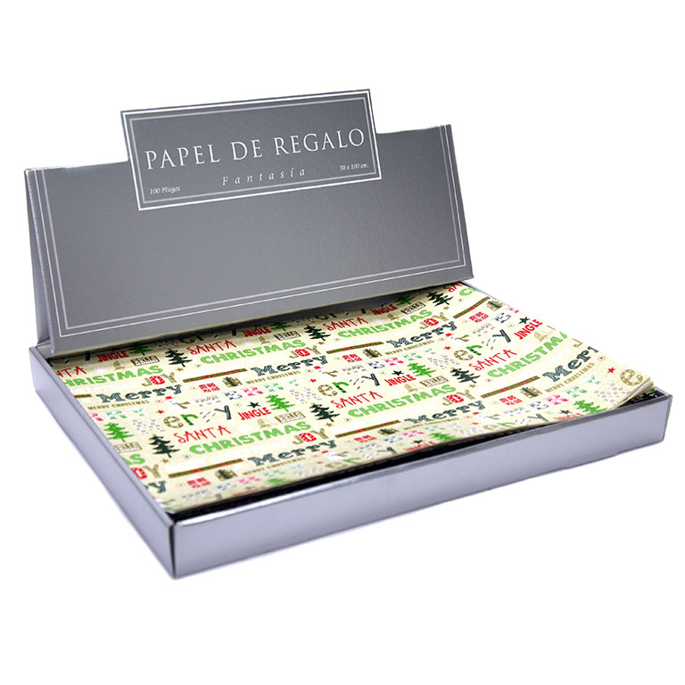 CAJA 100 PLIEGOS SURTIDOS NAVIDAD 70x100cm.