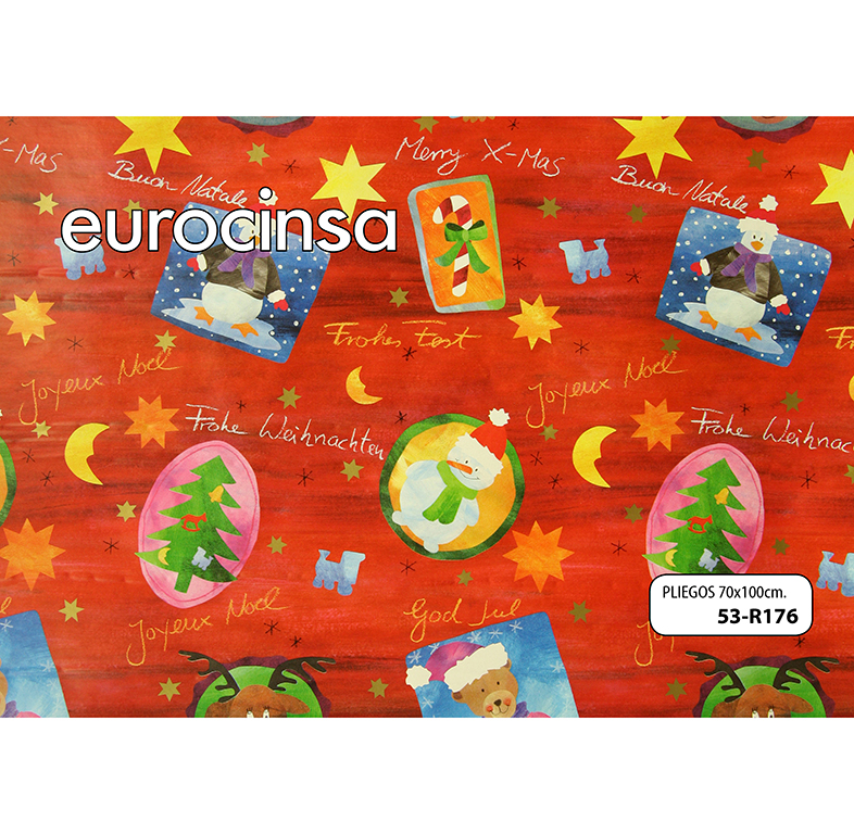 PLIEGO PAPEL FANTASÍA NAVIDAD 70x100cm.