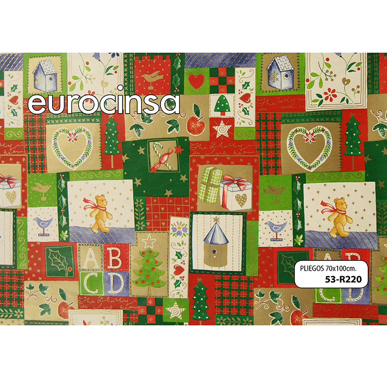 PLIEGO PAPEL FANTASÍA NAVIDAD 70x100cm.