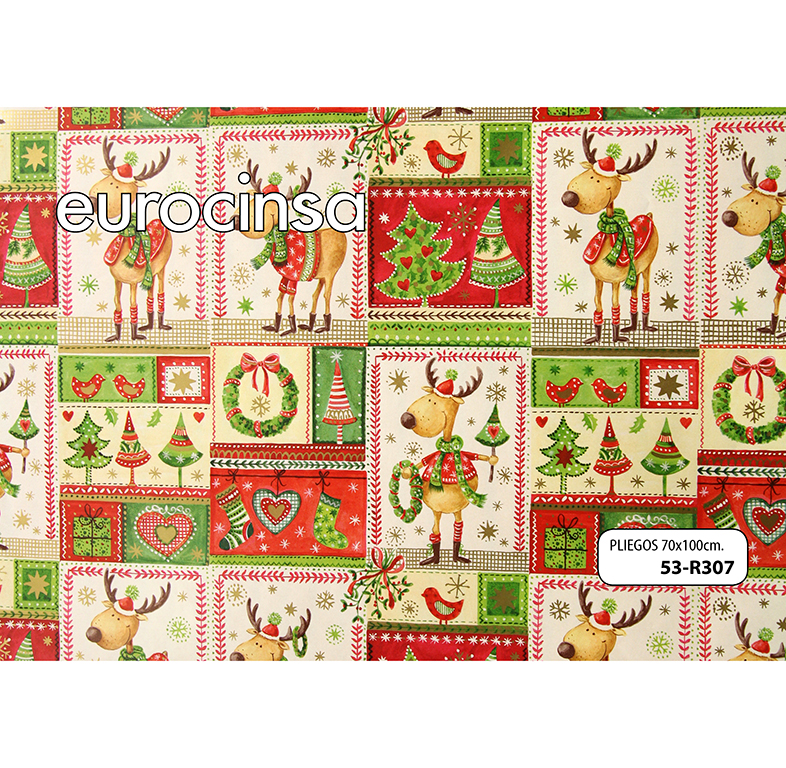 PLIEGO PAPEL FANTASÍA NAVIDAD 70x100cm.