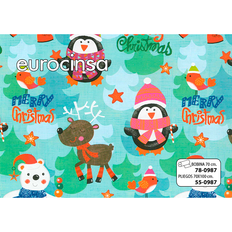 PLIEGO PAPEL FANTASÍA NAVIDAD 70x100cm.