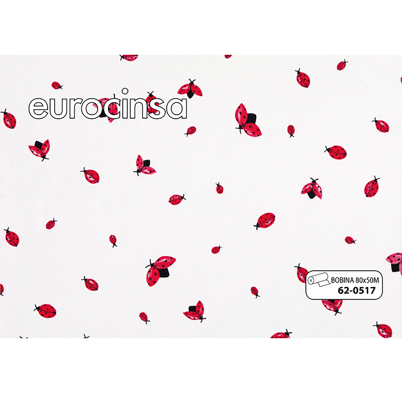 BOBINA POLIPROPILENO TRANSPARENTE IMPRESO 35micras 80cm. x 50m.