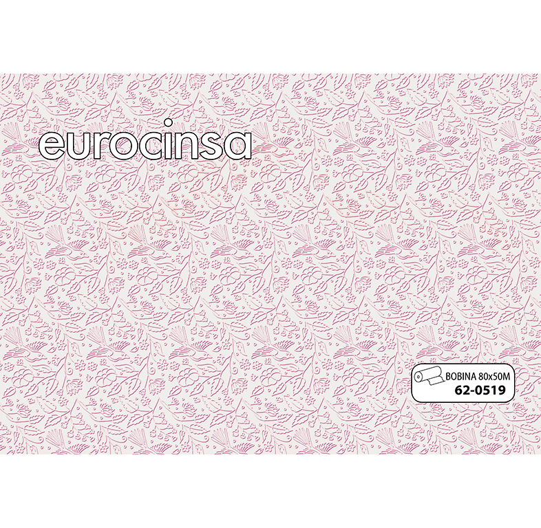 BOBINA POLIPROPILENO TRANSPARENTE IMPRESO 35micras 80cm. x 50m.