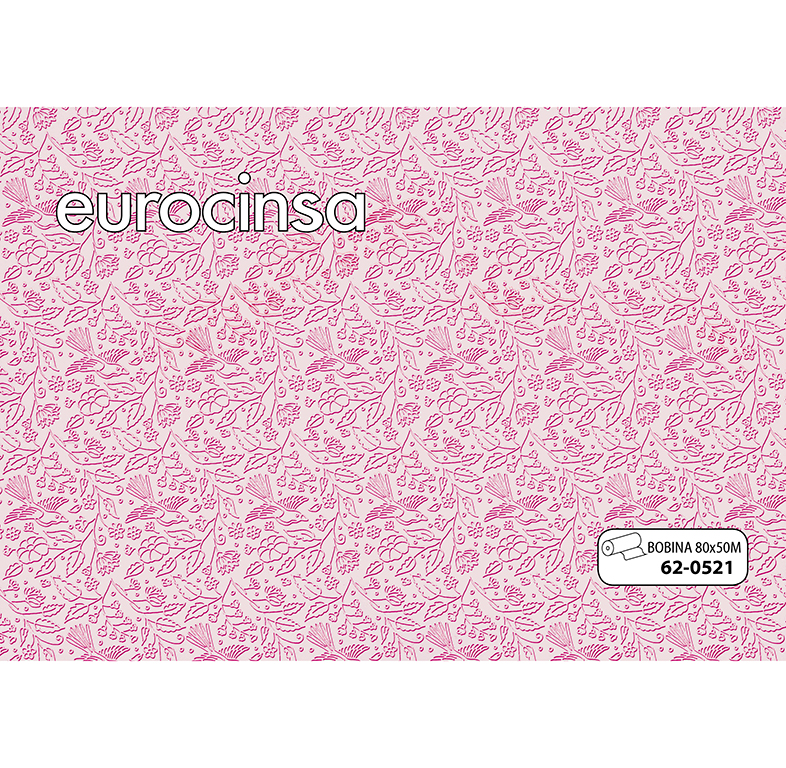 BOBINA POLIPROPILENO TRANSPARENTE IMPRESO 35micras 80cm. x 50m.