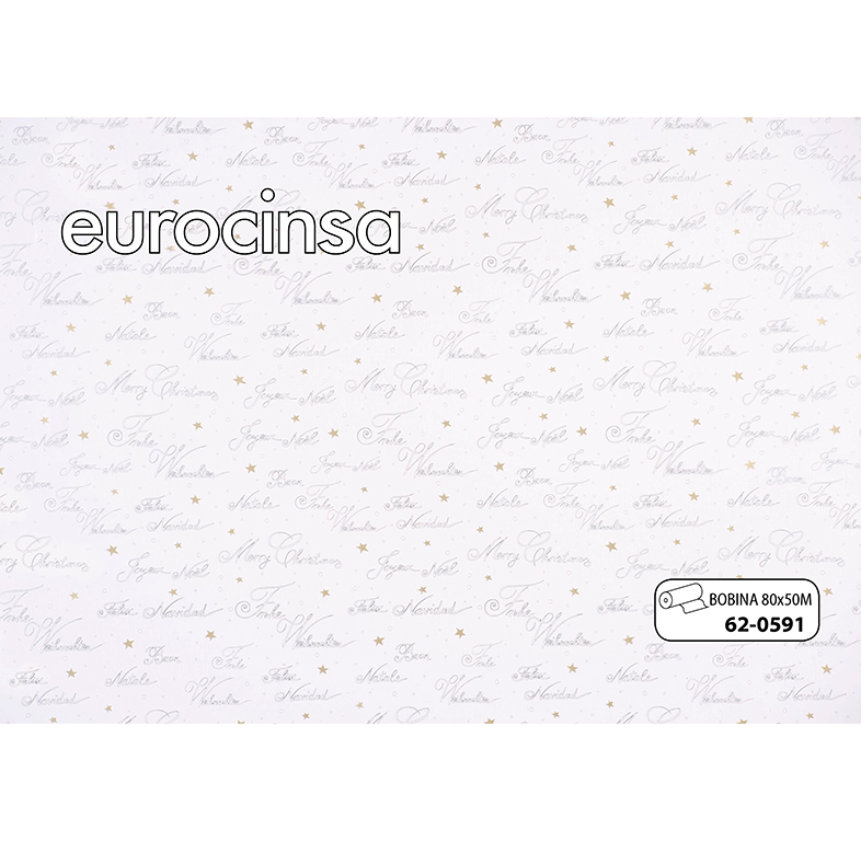 BOBINA POLIPROPILENO TRANSPARENTE IMPRESO NAVIDAD 35micras 80cm. x 50m.