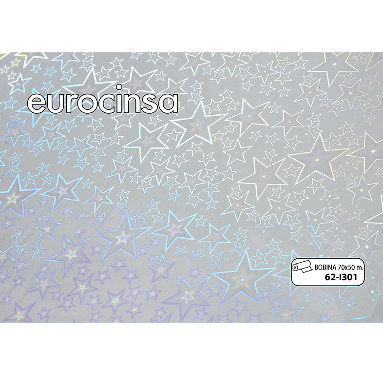 BOBINA POLIPROPILENO TRANSPARENTE IRISADO 25micras 70cm. x 50m.