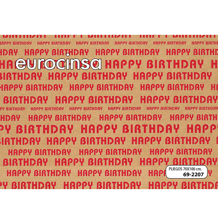 PLIEGO PAPEL ECO-FUN HAPPY BIRTHDAY 70x100cm.