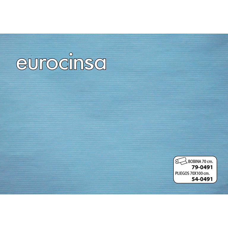 BOBINA PAPEL KRAFT BLANCO IMPRESIÓN AZUL 70cm. x 7,1-7-7Kg.