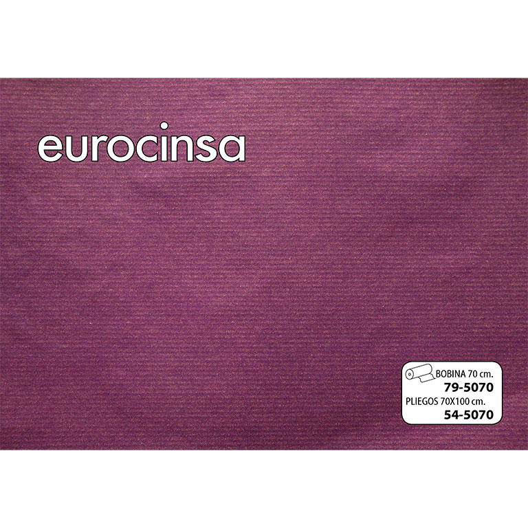 BOBINA PAPEL KRAFT OSCURO IMPRESIÓN MORADO 70cm. x 7,1-7,7kg.