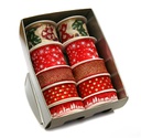 ESTUCHE CINTA TEXTIL NAVIDAD XMAS RED A-25/40mm. 8 ROLLOS x 3/2m. C-20