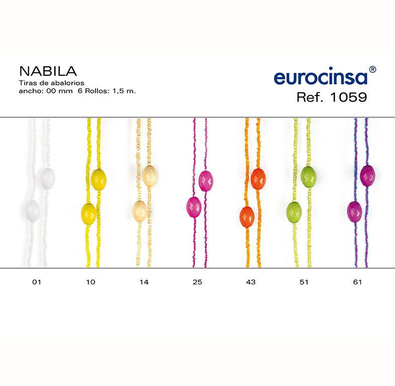 TIRAS DE ABALORIOS NABILA A-00mm. C-25 6uds. x 1,50m.