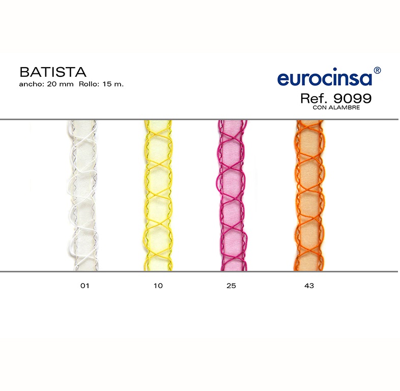 ROLLO CINTA BATISTA A-20mm. C-01 15m. CON ALAMBRE