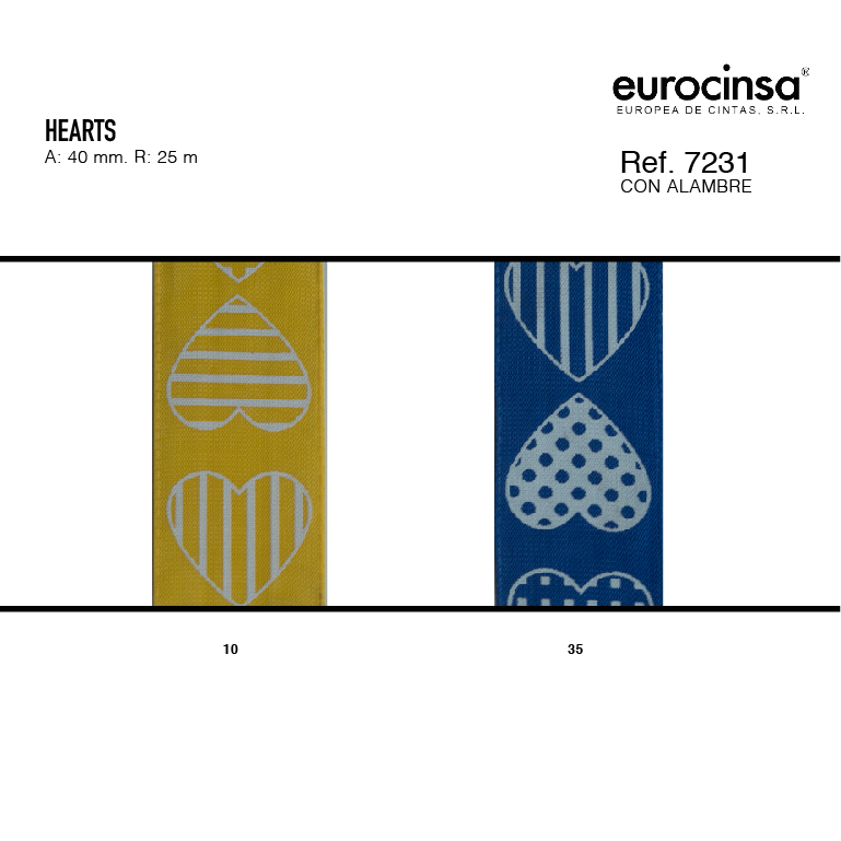 ROLLO CINTA HEARTS A-40mm. C-10 25m.