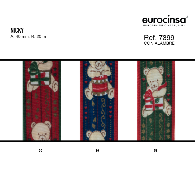 ROLLO CINTA NICKY A-40mm. C-58 20m. CON ALAMBRE