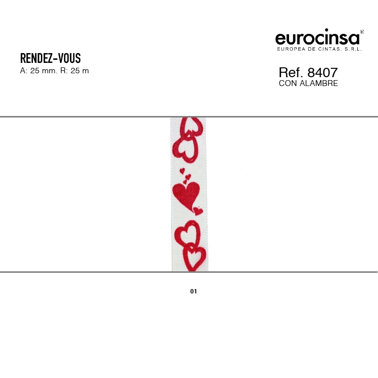 ROLLO CINTA RENDEZ-VOUS A-25mm. C-01 25m.