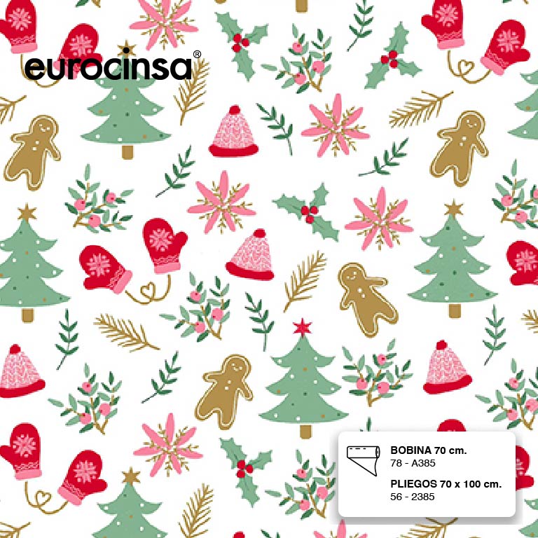 BOBINA PAPEL FANTASIA NAVIDAD 70cm. x 9,5-9,8Kg.