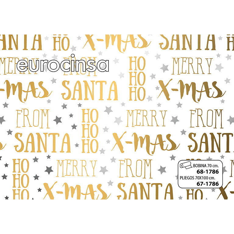 BOBINA PAPEL FANTASÍA NAVIDAD METALIZADO 70cm. x 11,1-12,1Kg.