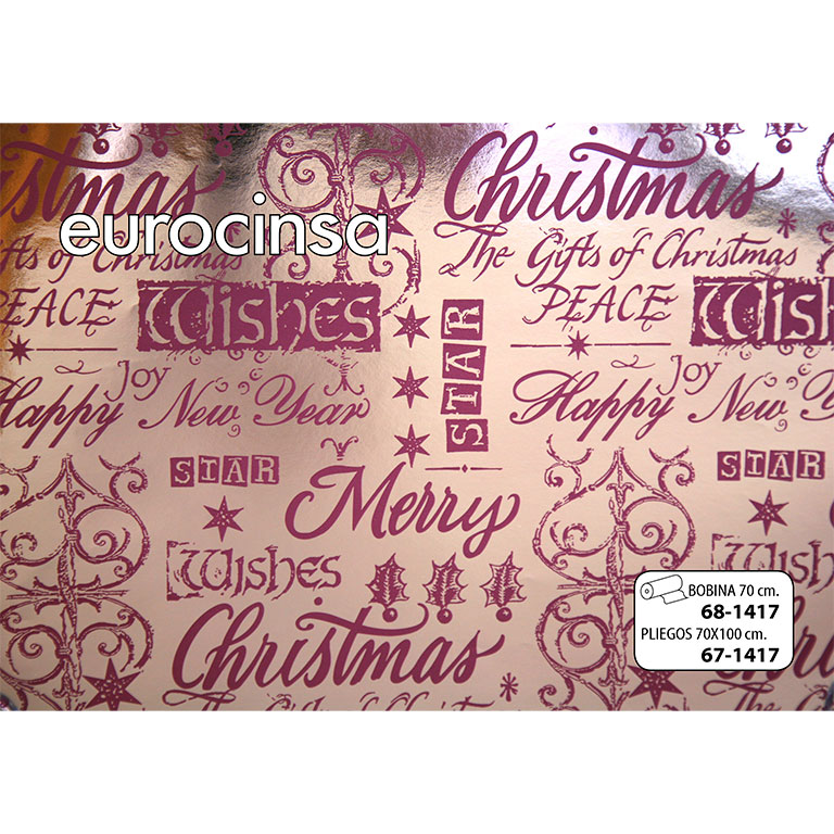 BOBINA PAPEL FANTASÍA NAVIDAD METALIZADO 70cm. x 11,1-12,1Kg.