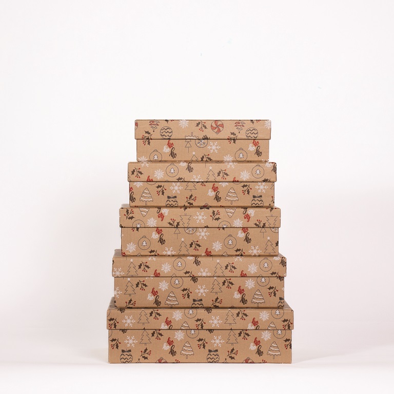 SET 5 CAJAS RECTANGULARES MEDIANAS NAVIDAD C-3413