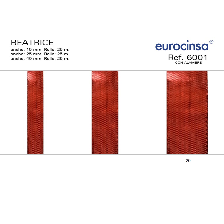 ROLLO CINTA BEATRICE A-40mm. C-20 25m. CON ALAMBRE