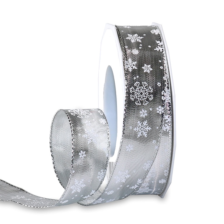 ROLLO CINTA SNOWFLAKES A-25mm. C-05 20m. CON ALAMBRE
