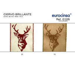 [051372] ROLLO CINTA CIERVO BRILLANTE A-60mm. C-72 15m. CON ALAMBRE