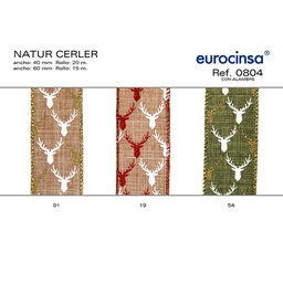 [070919] ROLLO CINTA NATUR CERLER A-40mm. C-19 20m. CON ALAMBRE