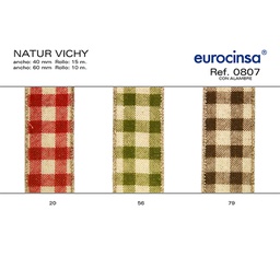 [071520] ROLLO CINTA NATUR VICHY A-60mm. C-20 10m. CON ALAMBRE
