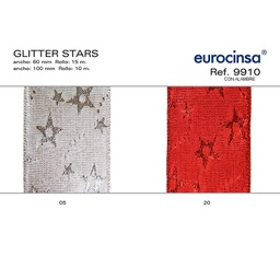 [075005] ROLLO CINTA GLITTER STARS A-60mm. C-05 15m. CON ALAMBRE