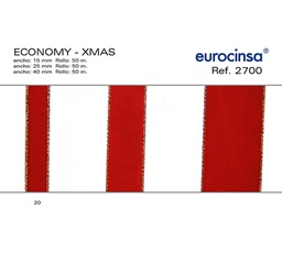 [122020] ROLLO CINTA ECONOMY XMAS A-40mm. C-20 50m.