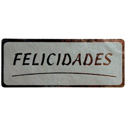 [42E017] ROLLO ETIQUETAS FELICIDADES PLATA IMPRESIÓN PELÍCULA PLATA 50x20mm. 500ud.