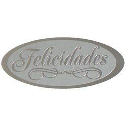 [42E060] ROLLO ETIQUETAS ZORIONAK FONDO PLATA MATE IMPRESIÓN PELÍCULA PLATA BRILLO OVALADA 50x20mm. 500ud.
