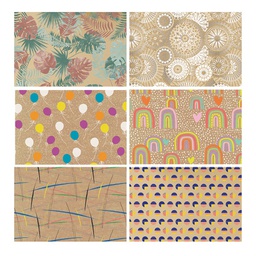 [480009] CAJA 60 ROLLITOS KRAFT DISEÑO TODO AÑO 70cm. x 2m. CON CARTONETTE