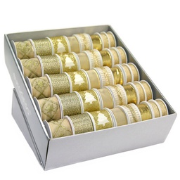 [894110] BOUTIQUE CINTA TEXTIL NAVIDAD XMAS GOLD A-15/25/40mm. 40 ROLLOS x 4/3/2m. C-15