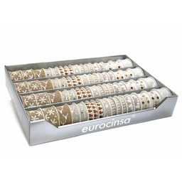 [894300] BANDEJA CINTA TEXTIL NAVIDAD BLANCO A-15/25/40mm. 68 ROLLOS x 2/3/4m. C-01