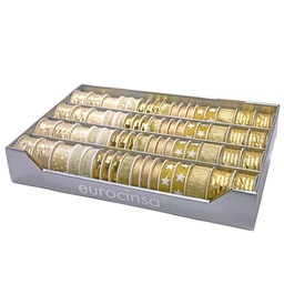 [894310] BANDEJA CINTA TEXTIL NAVIDAD ORO A-15/25/40mm. 68 ROLLOS x 2/3/4m. C-15