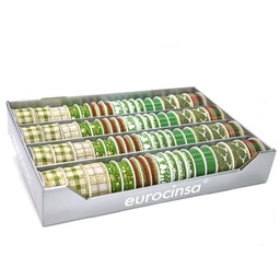 [894320] BANDEJA CINTA TEXTIL NAVIDAD VERDE A-15/25/40mm. 68 ROLLOS x 2/3/4m. C-56