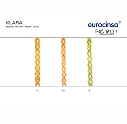 [13L013] ROLLO CINTA KLARA A-10mm. C-10 15m. CON ALAMBRE