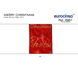[13L039] ROLLO CINTA MERRY XMAS A-60mm. C-20 15m. CON ALAMBRE