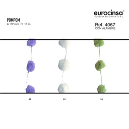 [N40163] ROLLO CINTA POMPON A-22mm. C-63 10m.