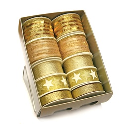 [894615] ESTUCHE CINTA TEXTIL NAVIDAD XMAS GOLD A-40/60mm. 6 ROLLOS x 2m. C-15