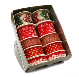 [894520] ESTUCHE CINTA TEXTIL NAVIDAD XMAS RED A-25/60mm. 6 ROLLOS x 3/2m. C-20